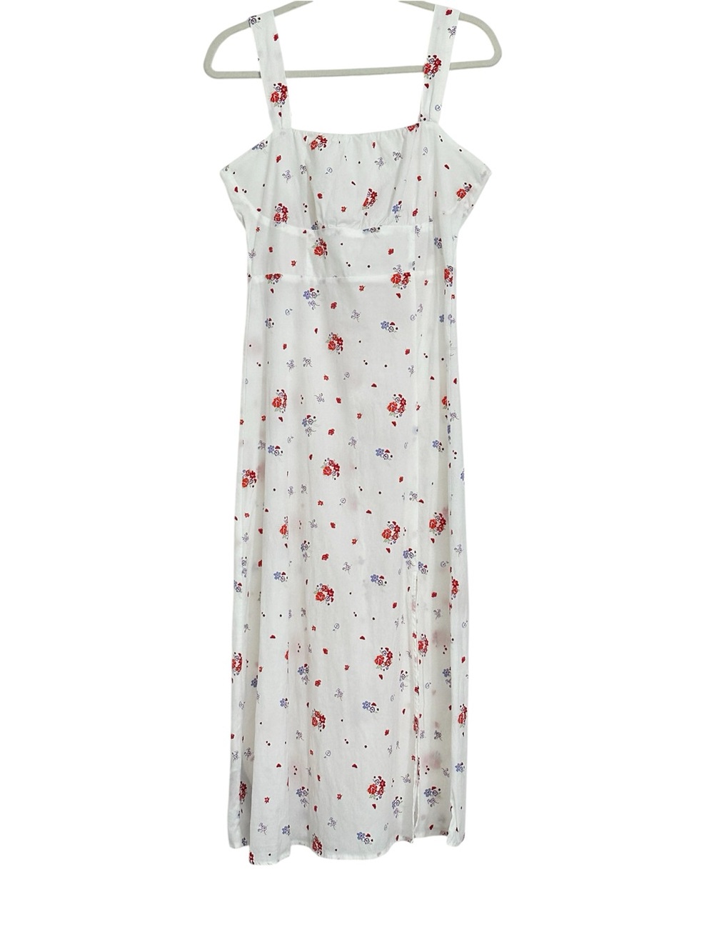 Mango White Floral Sleeveless Dress